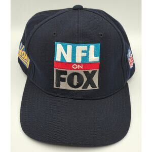 Vintage NFL ON FOX Wool Snapback Hat FOX SPORTS Promotional Cap Navy Blue 1994